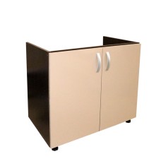 Masca pentru chiuveta cu 2 usi Zebra, Wenge/Cappuccino lucios, fara blat, 80 x 82 x 50 cm